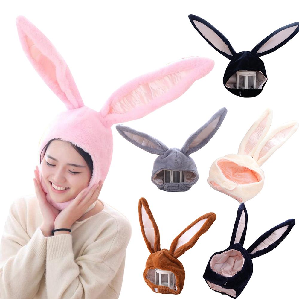 Bunny ører hat bunny hat hætte hat med øreklapper halloween fest cosplay kvinder piger lang kasket plys kanin ører kanin hat