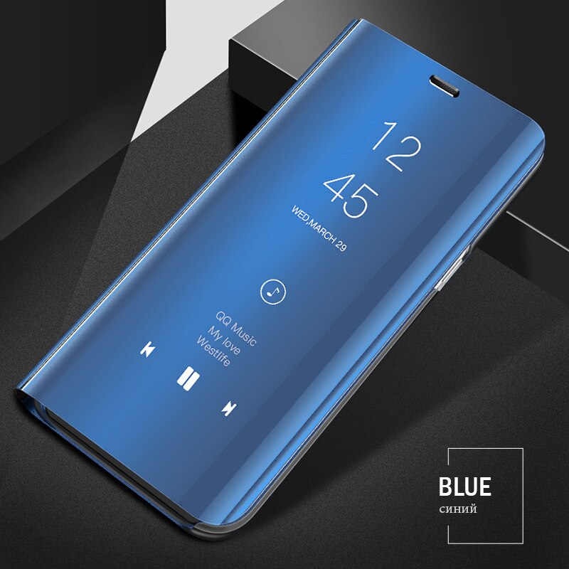 For VIVO Y11 Case Luxury Flip Stand View Mirror Phone Case For VIVO Y11 Back Cover Y 11 Protective Case for vivoy11: Blue