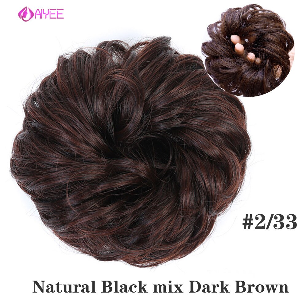 AIYEE Hair Piece Straight Hair Bun Tousled Messy Updo Bun Donut Elastic Chignons Ponytail Hairpiece Extension: 2133