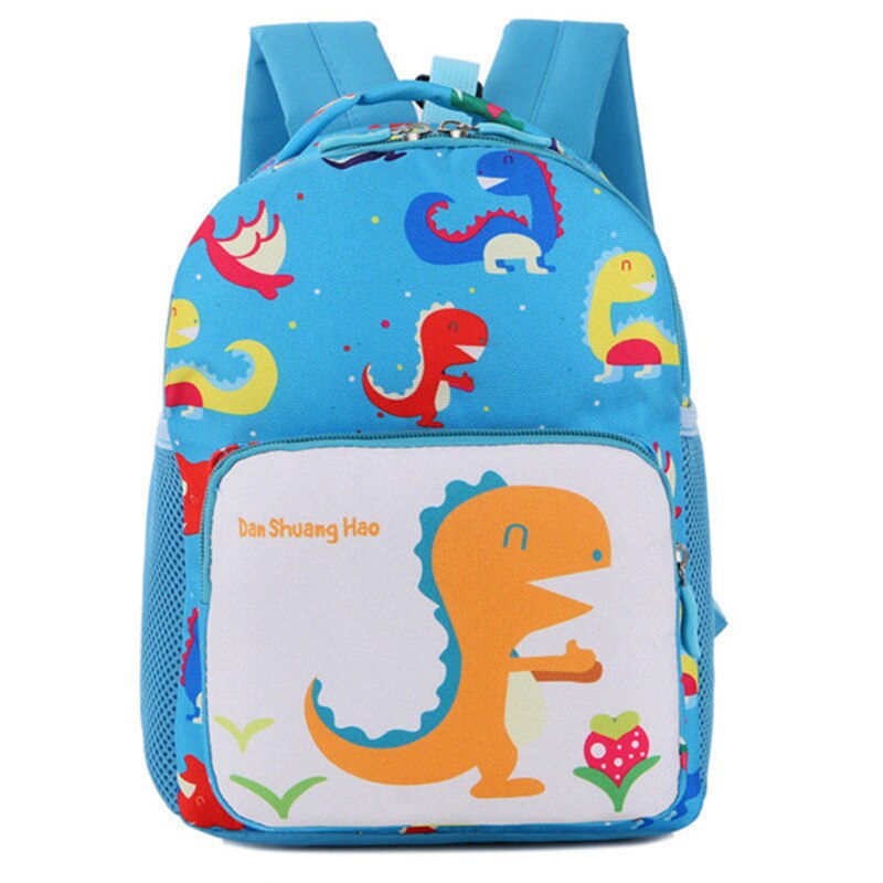 Mini børn rygsække sød tegneserie dinosaur trykt skoletasker til børnehave piger drenge børn anti-tabt børnehave taske: Himmelblå