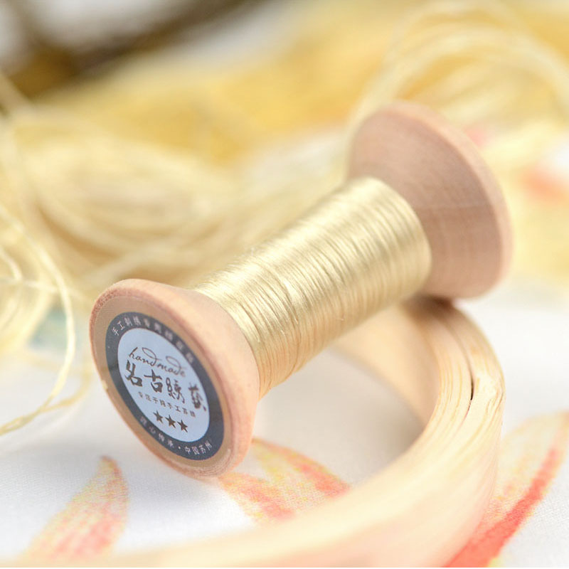 20 meters each spool /Silk thread / handmade embroidery thread / wrapped flower silk line / Mustard yellow: 1