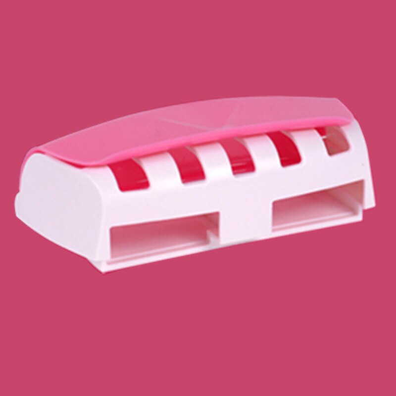 Dispenser automatico di dentifricio, Set di portaspazzolino, aspirazione antipolvere e appiccicosa, spremiagrumi per bagno a parete: Pink brush holder