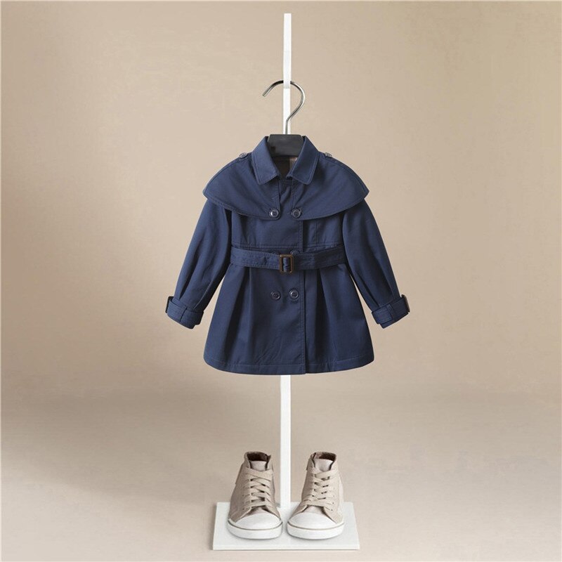 Nouvelle fille longue vêtements d'extérieur printemps enfants coupe-vent Double boutonnage enfants Trench Coat décontracté fille pardessus 2-6 ans