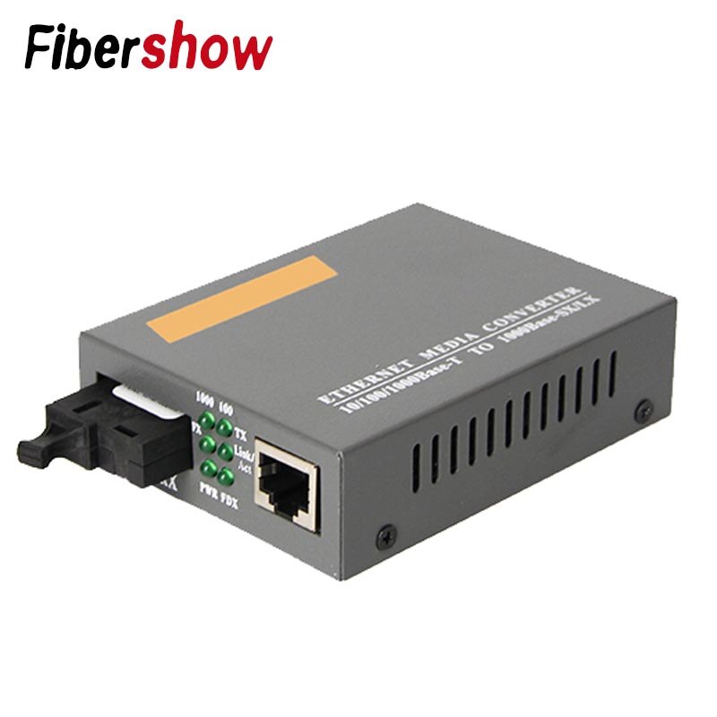 Gigabit fibra óptica media converter HTB-GS-03 1000mbps única fibra sc porto fonte de alimentação externa