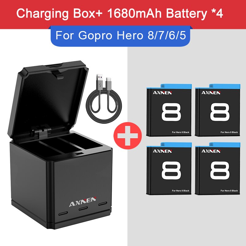 Zestaw baterii lub ładowarki do GoPro Hero 10 9 8 7 6 5 Gopro akcesoria do oryginalnego Go Pro Hero10 Hero8 Hero9 czarny aparat akcji: G8 1Charger 4B