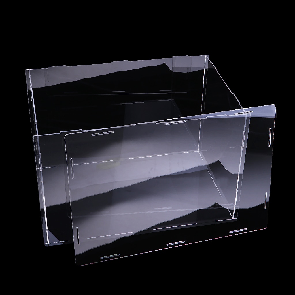 36 x 16 x 16cm akryl displayetui, sort blank base, støvtæt, samlet æske