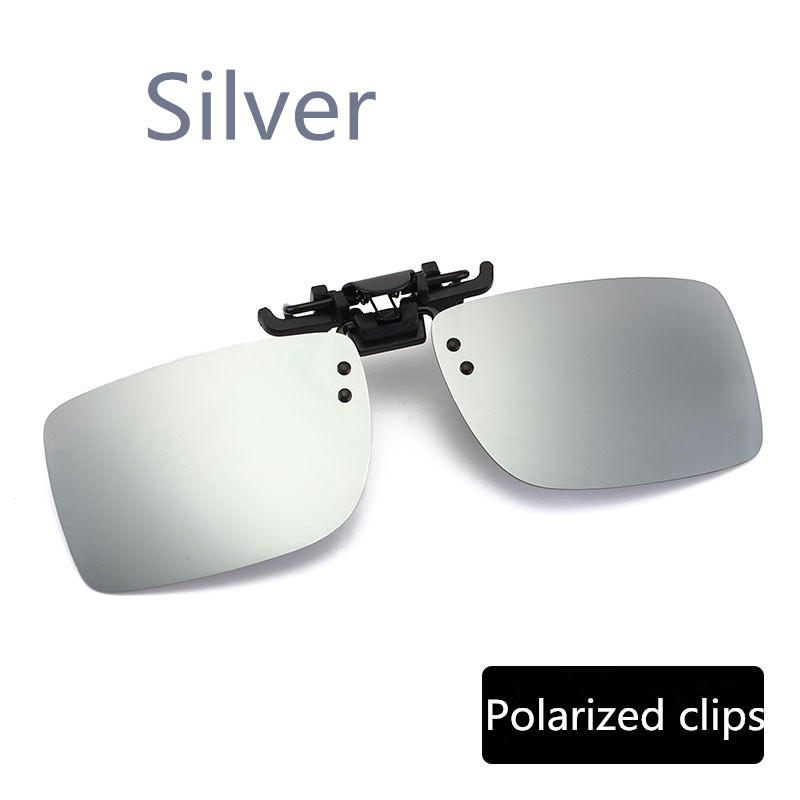 Mitten förare glasögon natt kvinnor män clip on solglasögon märke polariserade solglasögon gula körglasögon: Silver-