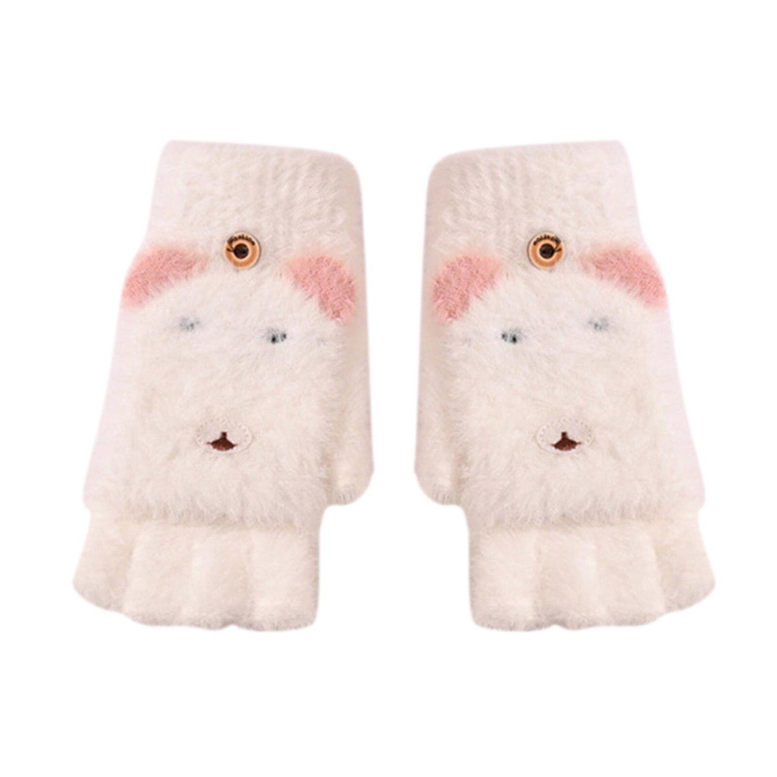 Gants à rabat Convertible en laine et cachemire, mitaines avec housse de mitaine, dessin animé, hiver, pour enfants en bas âge, en Stock,: White