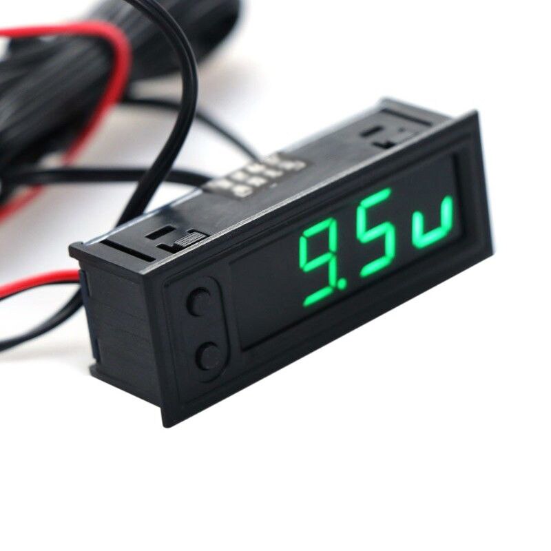 Dc 12v multifunktionelt elektronisk urmodul ur biltemperatur batterispændingsmonitor voltmeter: Grøn