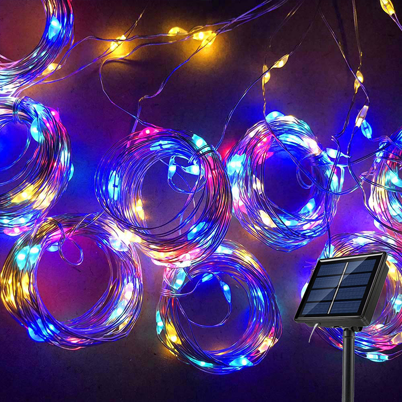 Cortina de luz Solar para exteriores, guirnalda de hadas Solar impermeable, luces de cadena para jardín, patio, pabellón, boda, , vacaciones, luces decorativas: Azul / 0-5 W