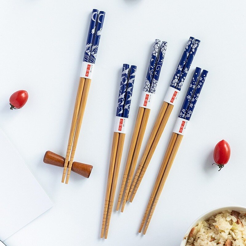 Bamboo Chopsticks Tableware Box 5 Pairs Chopsticks Chopsticks Set Korean Kitchen Supplies Natural Bamboo Flatware