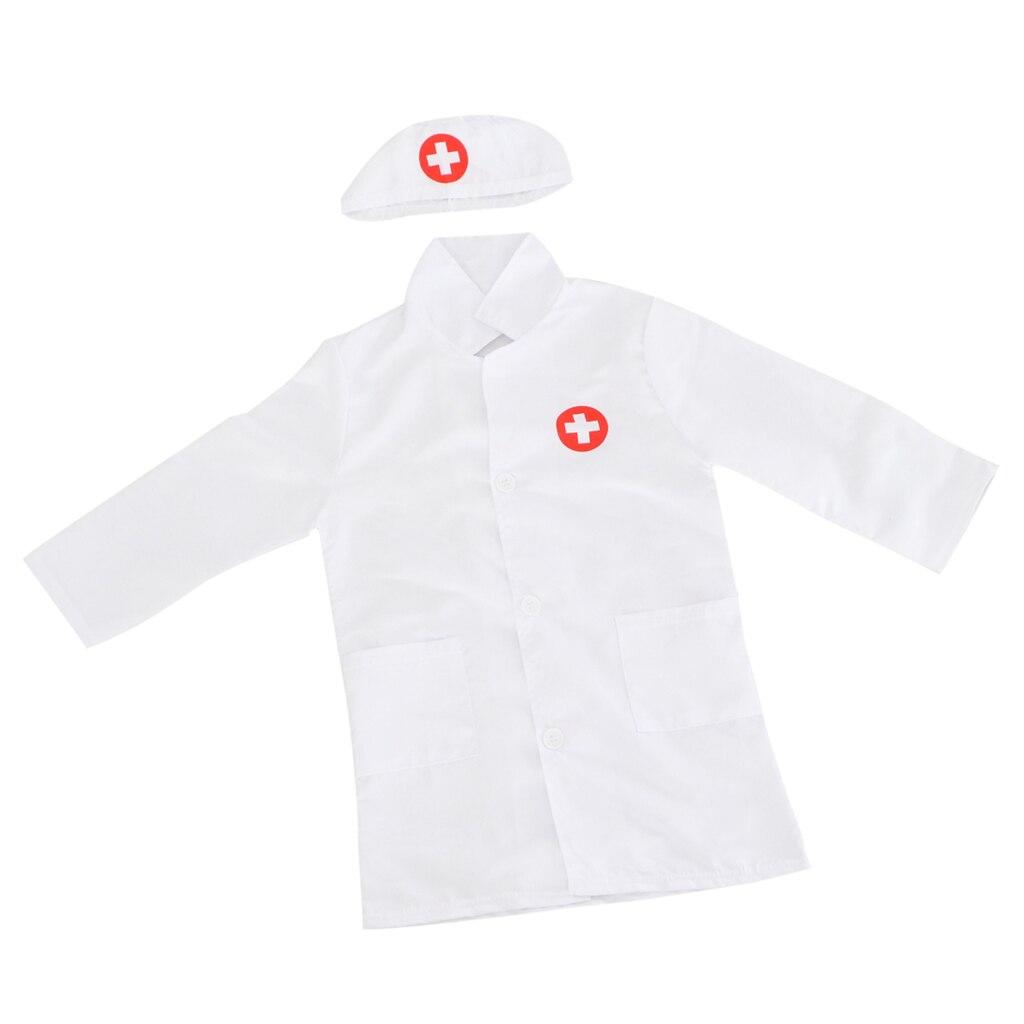 freundlicher Jungen Mädchen Arzt Chirurg Cosplay Kleid hoch Mantel w/Deckel Krankenschwester Spielen Outfit