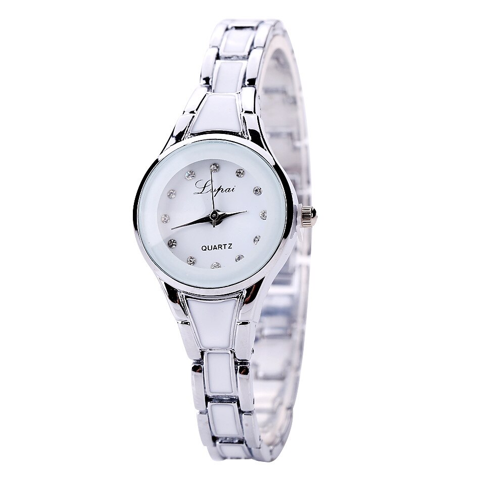Quartz analog klocka för kvinnor diamant spets harts rem armband dam casual armbandsur montres femmes armbandsur: Silver med vit