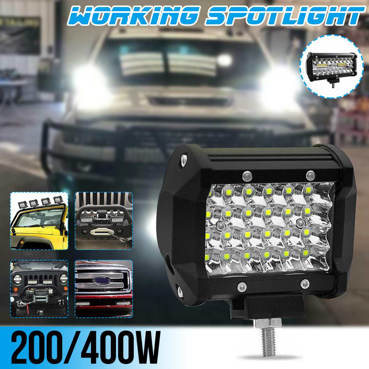400W 200W 4 "Led Combo Work Light Bar Spot Off-Road Driving Fog Lamp Voor Truck boot 12V 24V Koplamp Voor Atv Led Bar