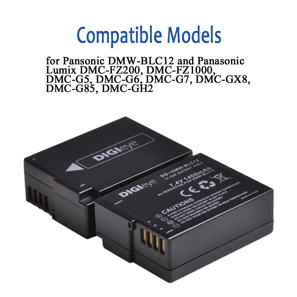 DMW-BLC12 BLC12E BLC12PP DMWBLC12 Batteries for Panasonic Lumix DMC-G5 G6 G7 GX8 G85 GH2 DMC-FZ200 FZ1000 FZ300