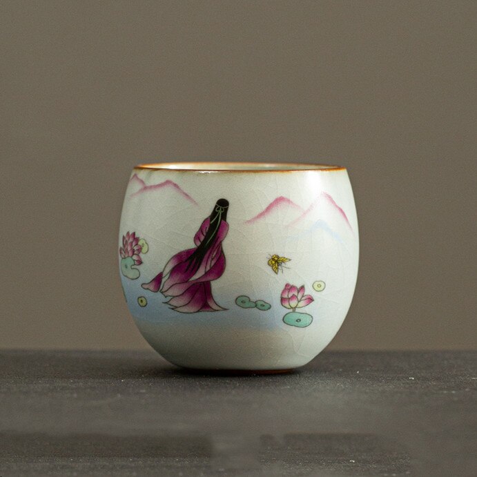 Chinese Retro Ru Kiln Ceramic Teacup Lotus Pattern... – Vicedeal