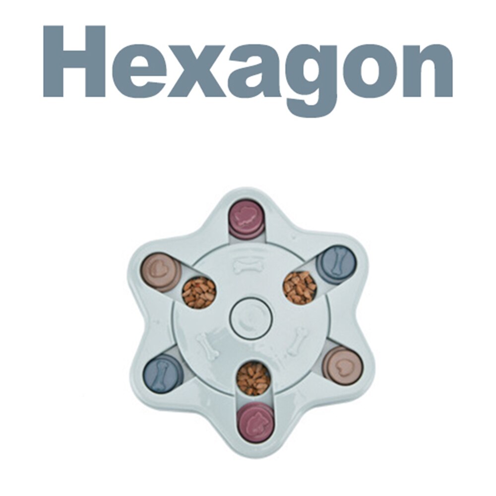 Interactive Dog Toys for Large Small Dogs Education Toy Durable Educational Smart Toys for Dog Training Feeding Turntable Toy: Hexagon Gray