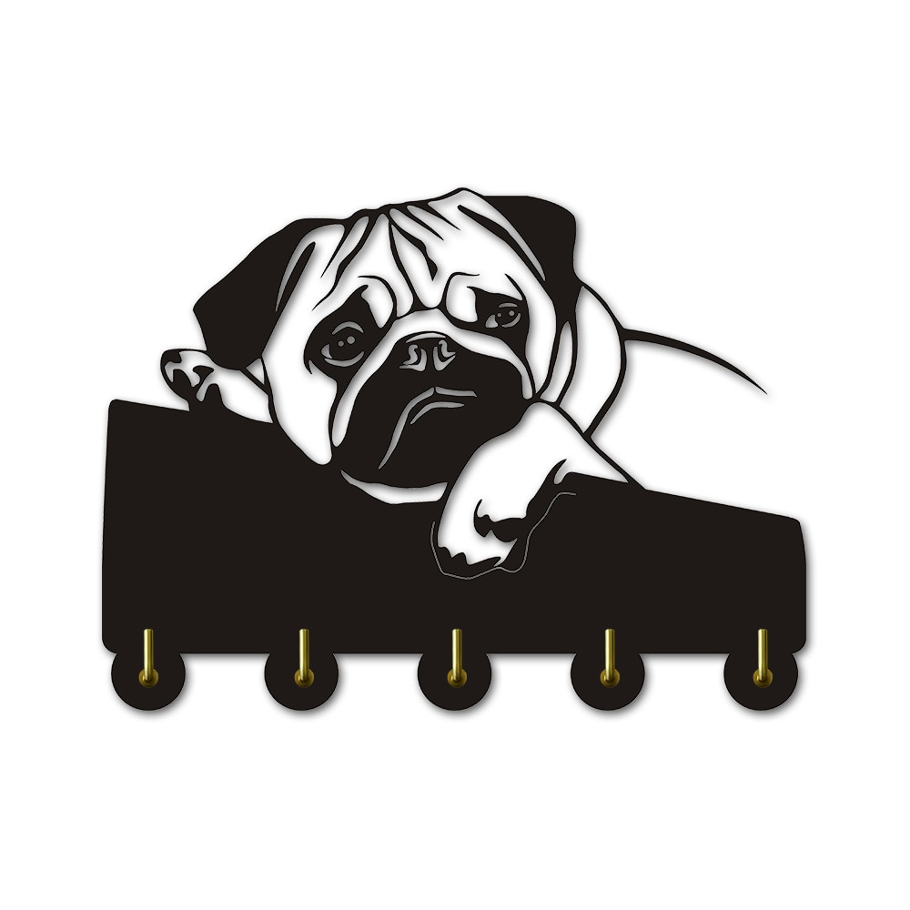 Engelsk bulldog tøj kroge dejlig hvalp hund dyr silhuet væg bøjle håndklæder kroge børneværelse indretning til badeværelse