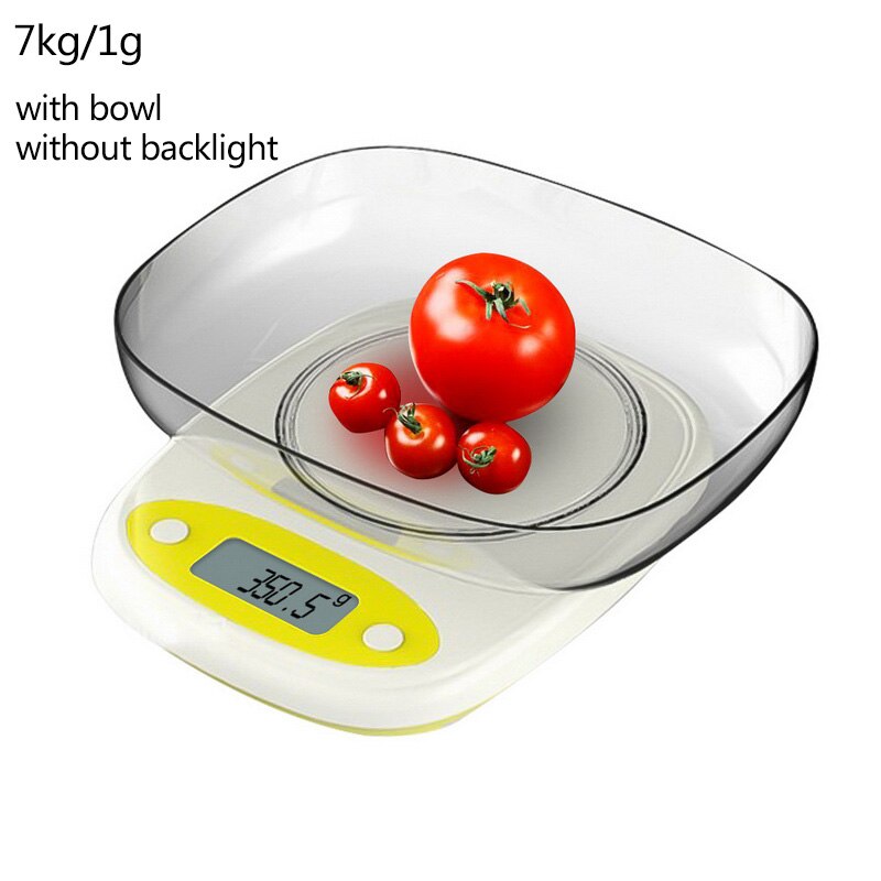 7kg/3kg 0.1/1g Kitchen Scale High Precision Mini LCD Digital Display Scale Gram Weighing Jewelry Food Measure Scale With Bowl: 7kg-1g with bowl