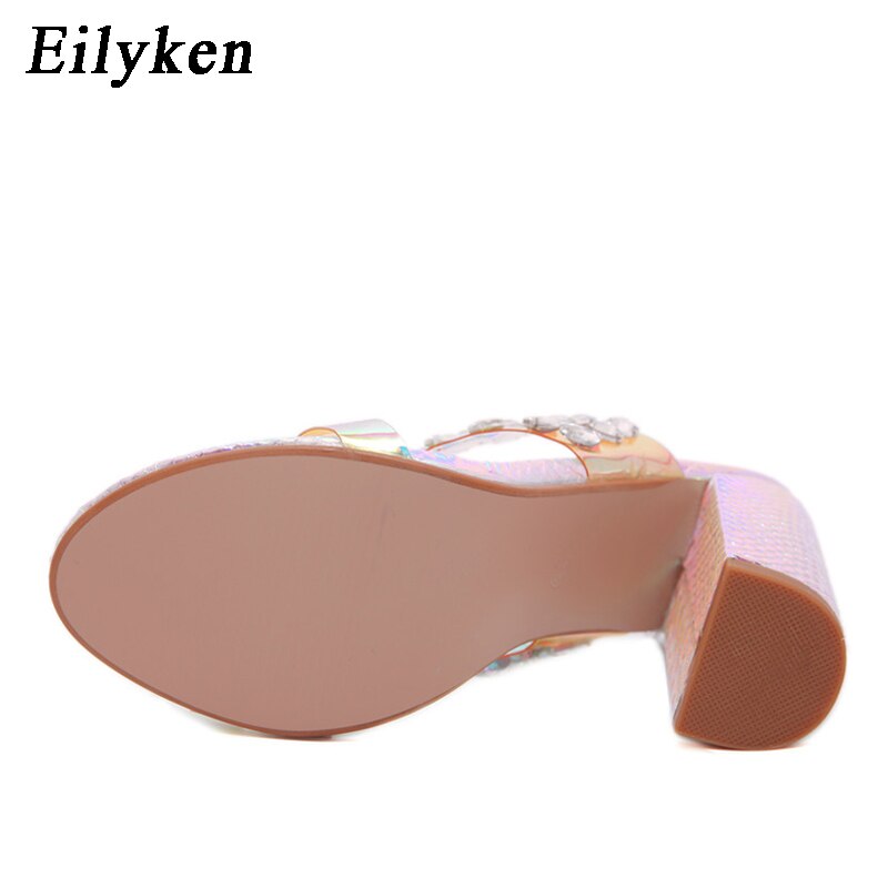 Eilyken rhinestone krystall tøfler åpenn tå hødu hæler sko kvinne hæl tøfler sommer motegladiator lysbilder sandaler kvinner