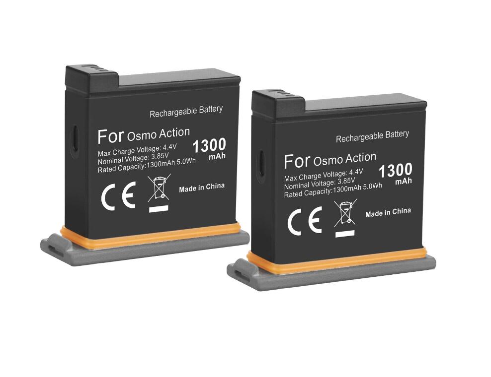 5 Pack Battery + 3 Slots Battery Charger Storage Box for DJI Osmo Action Camera Accessories: 2 Pcs Battery