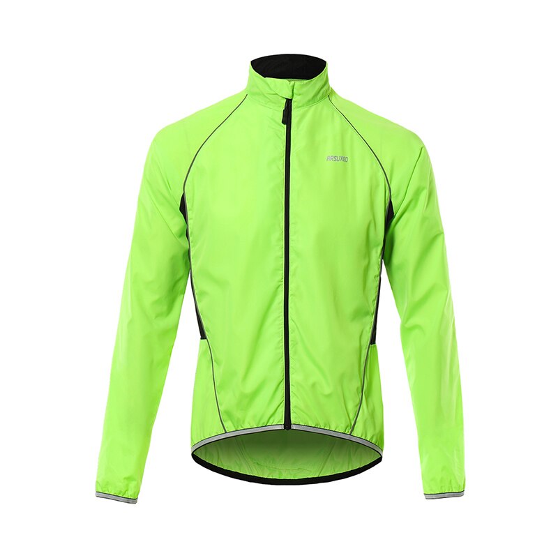 ARSUXEO Men Cycling Windbreaker Wind jacket Windproof Waterproof Mountain Bike MTB Clothing Reflective Bicycle Wind Coat: green / S