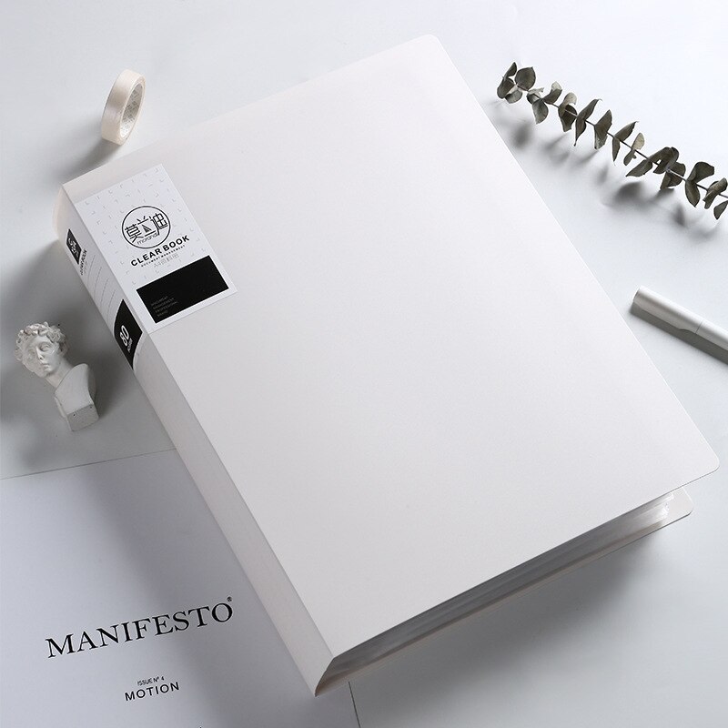 File Folders 40 60 80 Pages A4 Size Information Book Loose-leaf Folder Student Drawing Paper Storage Student Office Document Bag: 80 pages white