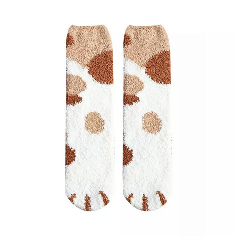 Vrouwen Winter Pluizige Fuzzy Warm Slipper Sokken Leuke Meow Kat Poten Print Kousen: Model-4