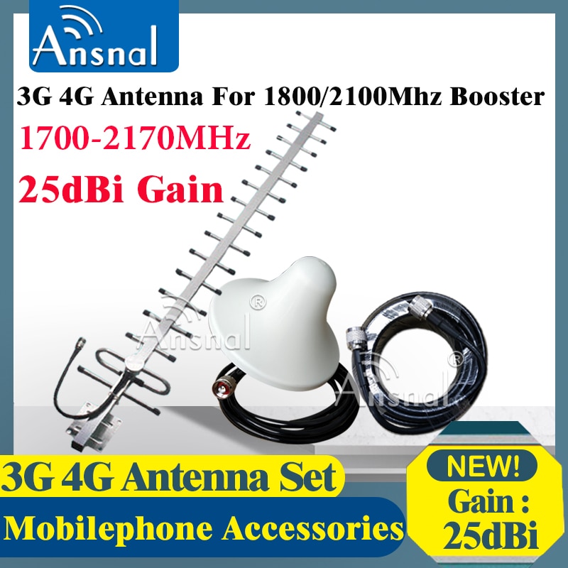 25dBi 3G 4G Antenna Set 1710-2170MHz for 4G GSM 1800 Repeater 3G WCDMA 2100 Signal Solution cell Phones Signal Booster Amplifier