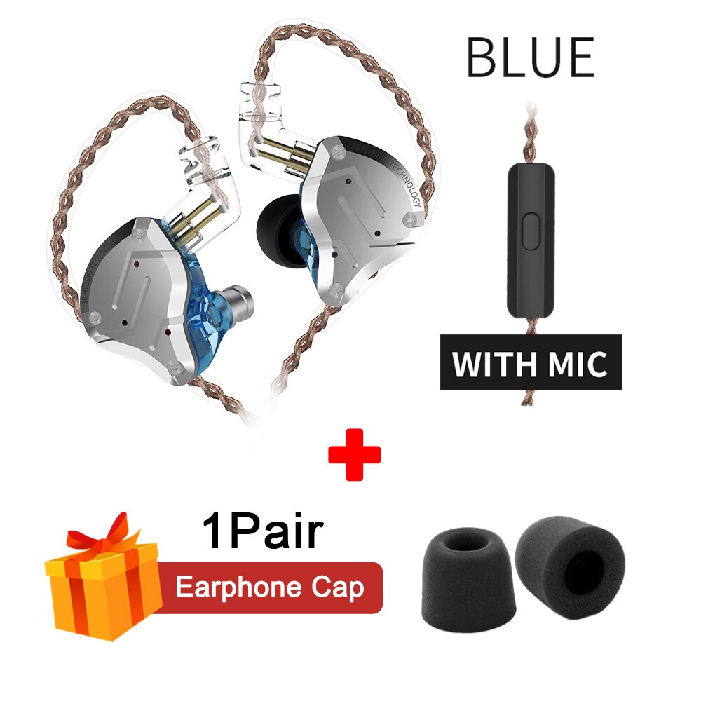 KZ ZS10 Profi HIFI Kopfhörer Metall 4BA 1DD hybrid 10 Treiber Bass Headset Lärm abbrechen in-Ohr Sport Spielen kopfhörer mit Mic: B Wired standard