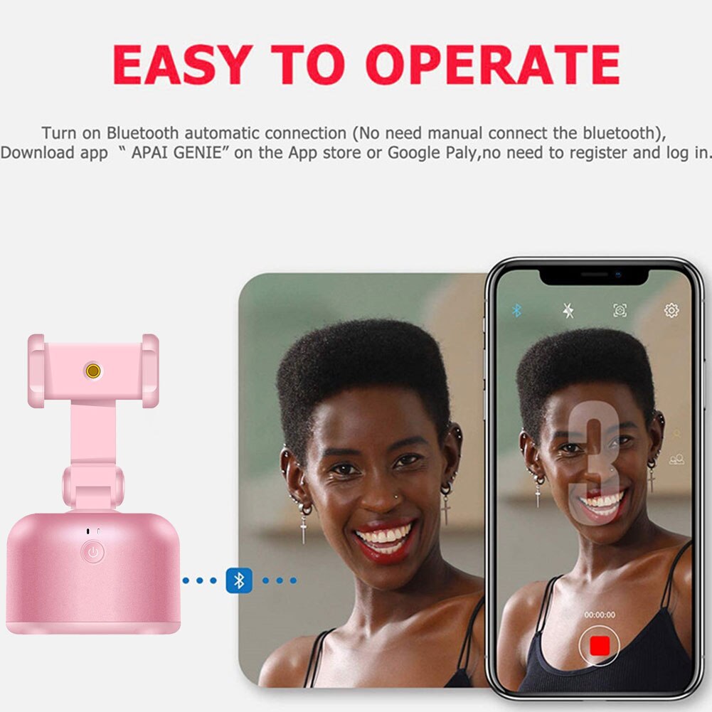 Auto Face Tracker Apai Genie 360 support de suivi intelligent du visage rotatif, trépied Selfie pour Vlog Tiktok prise de vue vidéo Flexible