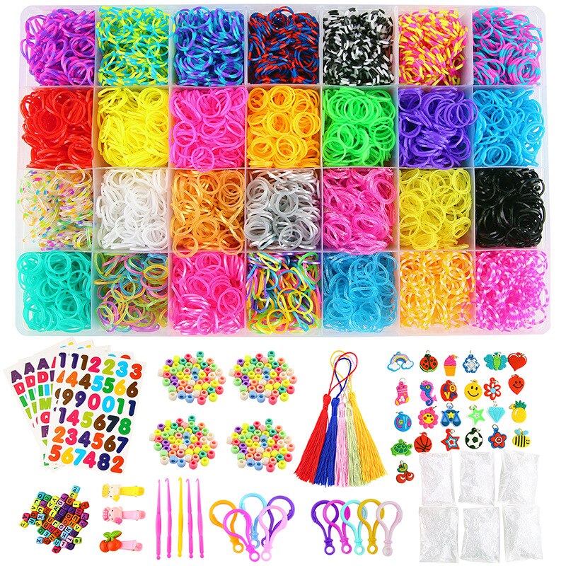 11000PCS Rubber Loom Bands Set DIY Weaving Box Elastic for Weaving Bracelets Braid Set Gummies to Make Bracelet Kit Kids Toy: 11000pcs