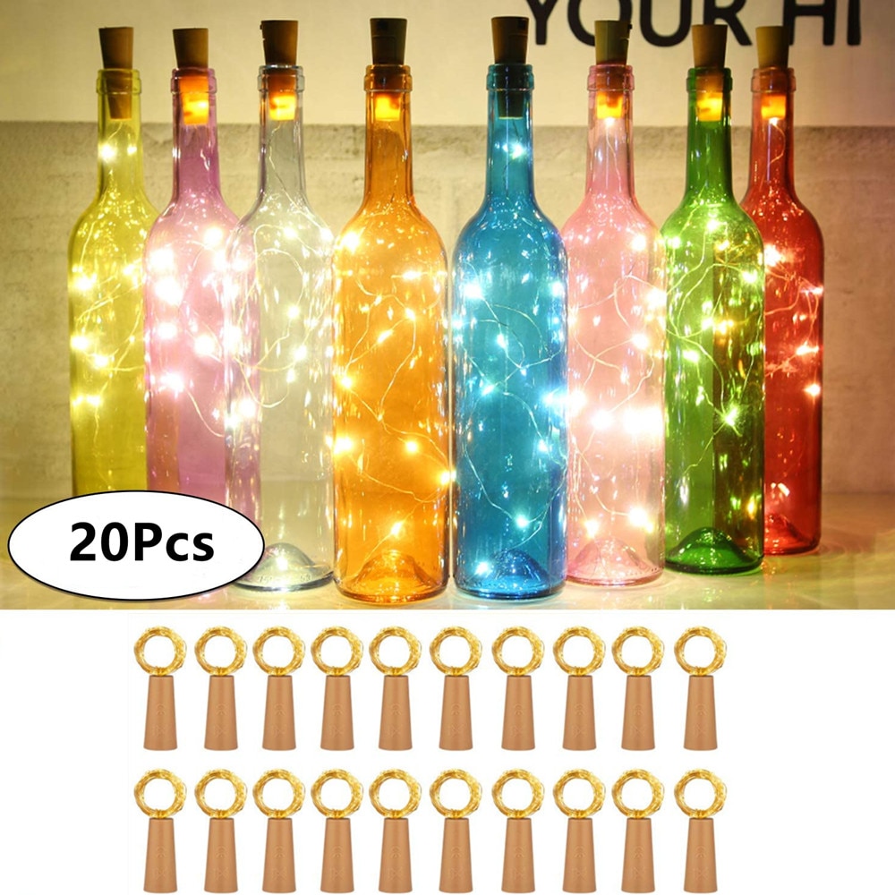 Battery Powered 20pcs/lot 2M 20LED Decorative lamp Wine Bottle Stopper Light Cork Shaped for Party Wedding Bedroom Home