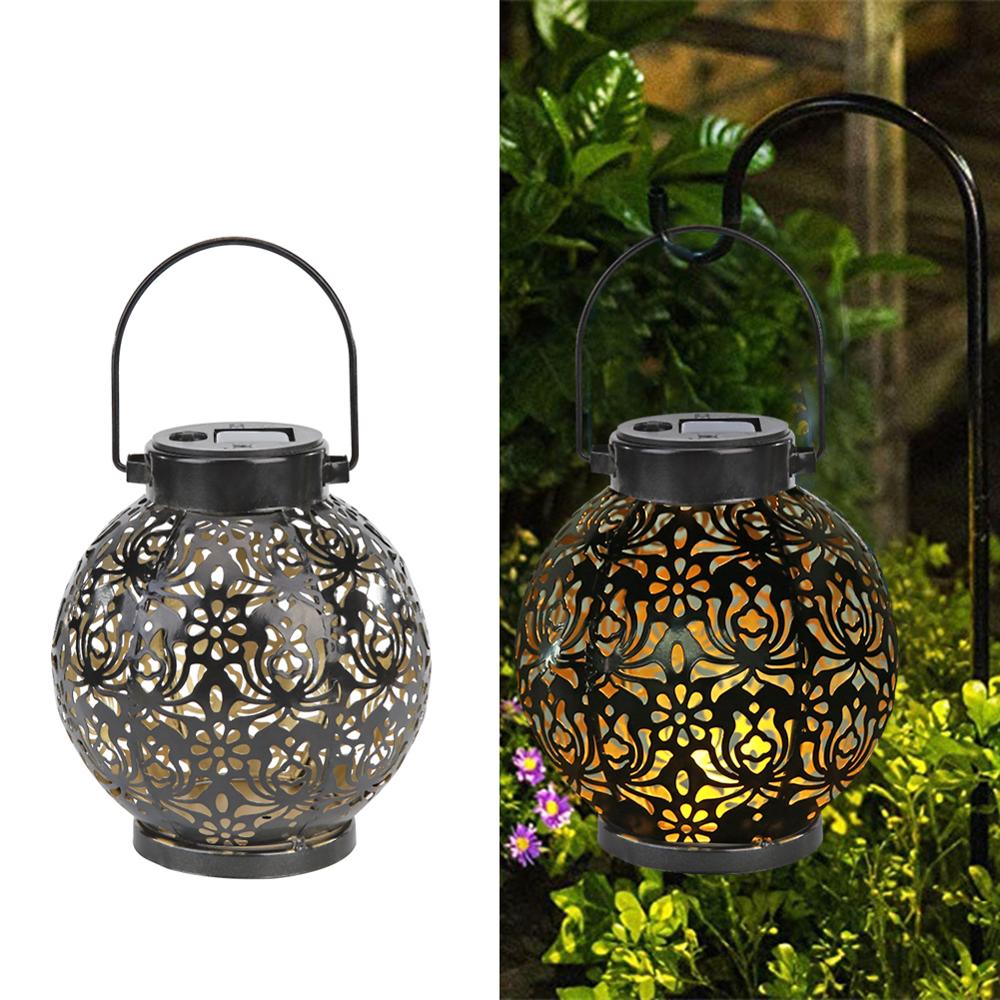 LED Solar Projection Lamp Flower Lantern Hanging Outdoor Garden Lights Metal Waterproof Table Lamp Home Decoration