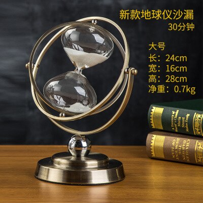 Retro Modern Metal Swivel Sand Timer Hourglass Pendulum Clock Time Wooden Rotating Hour Glass Clock Home Decor Wedding: A