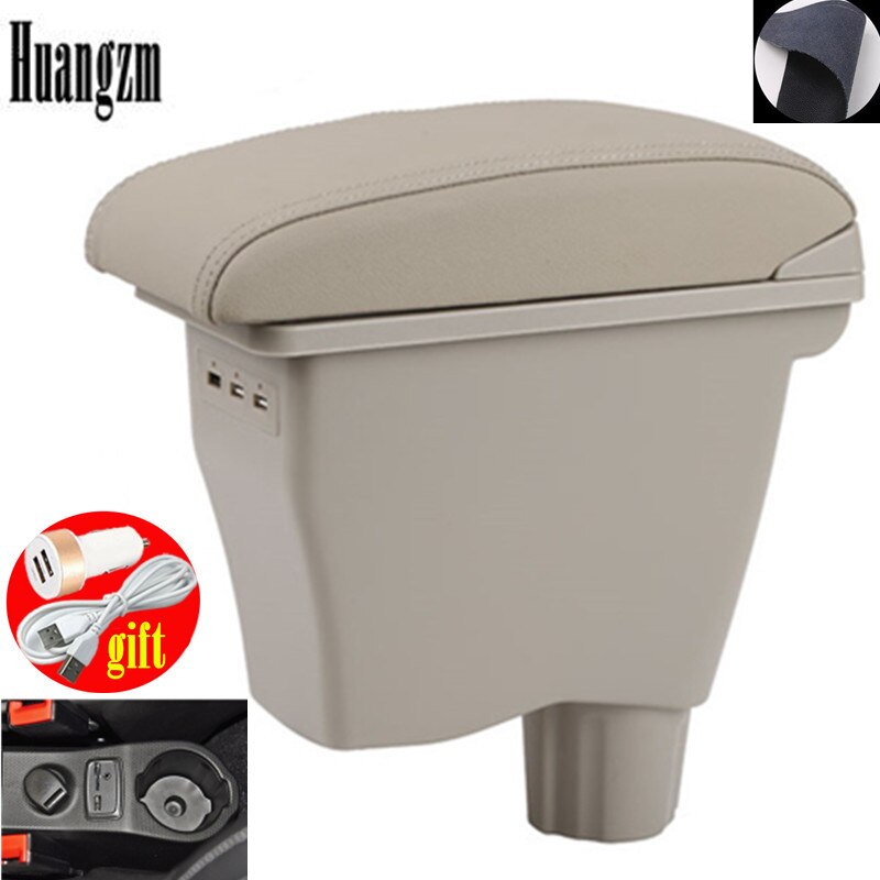 for Smart 450 451453 454 Fortwo Forfour armrest box Double-layer USB Universal Car Armrest Box: A2 Beige 3 usb
