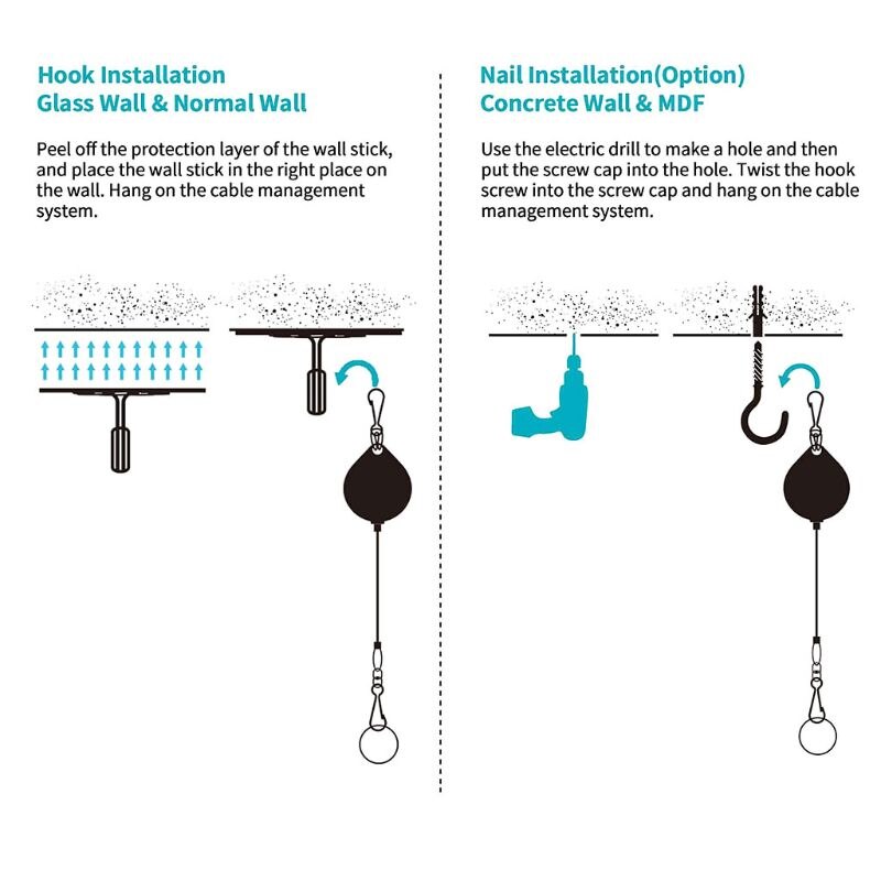1Set VR Cable Management System Ceiling Pulley VR Accessories Kit for HTC Vive/Vive Pro/Oculus Rift/PSVR/Samsung Odyssey Glasses