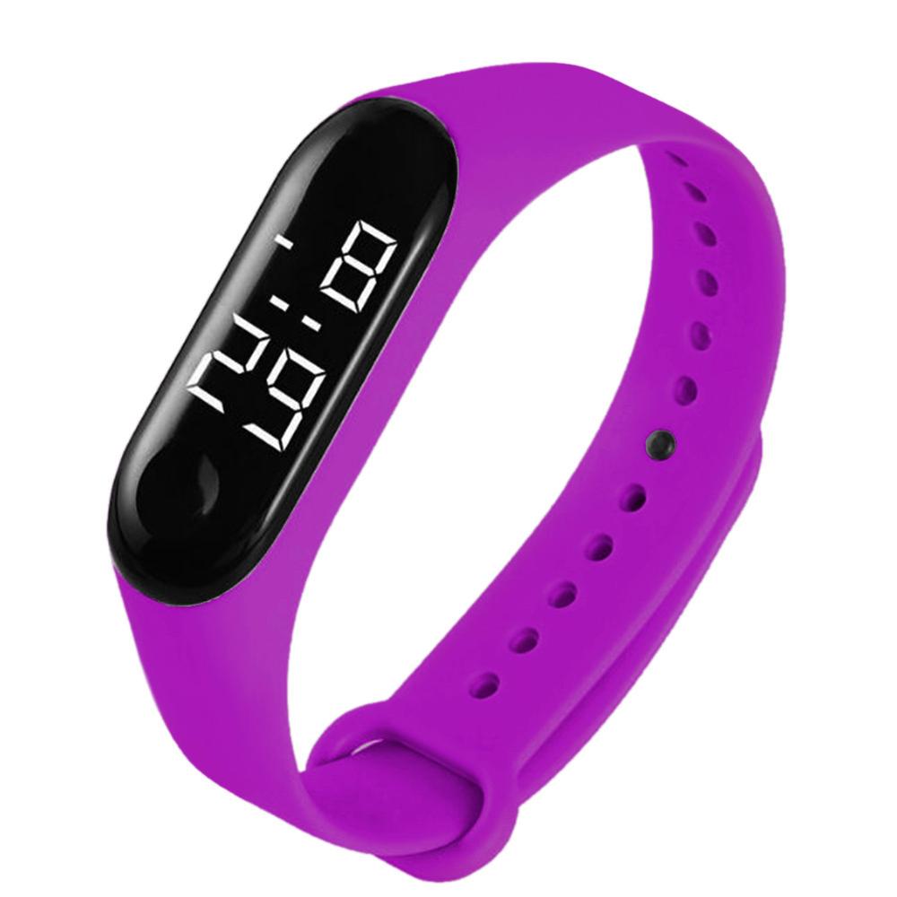 Relojes con Sensor táctil electrónico para hombre y mujer, pulsera con LED, resistente al agua, para deportes electrónicos, de natación para amantes de los estudiantes, con caja de PP: Morado