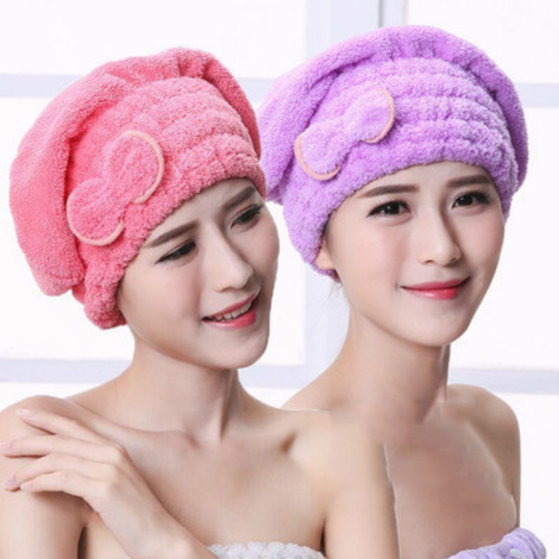 Microfiber solidt hurtigt tørt hår hat cap kvinder damer piger damer cap bad tilbehør tørring håndklæde hoved wrap wrap salg