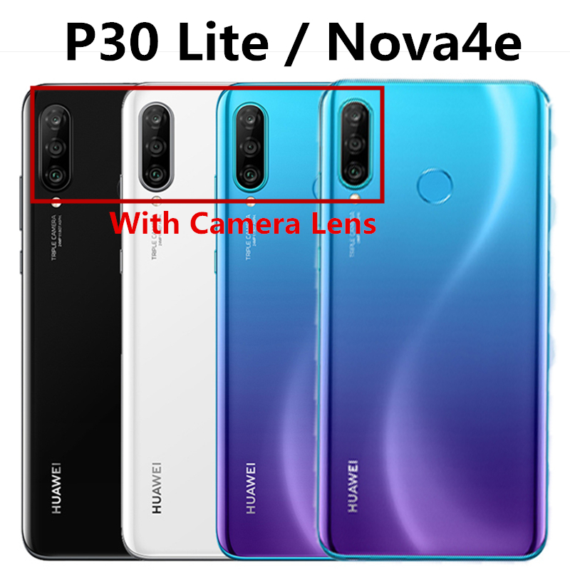 Per 6.15 "Huawei P30 Lite di Vetro Posteriore Della Batteria Della Copertura Posteriore del Portello Della Cassa del Pannello Per Huawei Nova4e Alloggiamento Della Copertura Posteriore con la Macchina Fotografica Lente