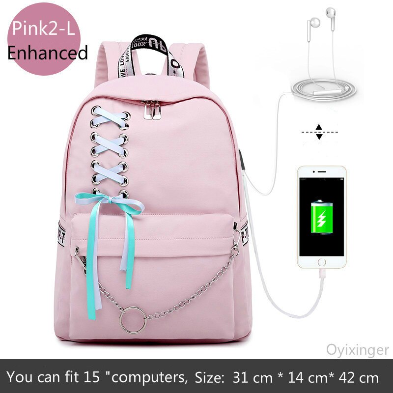 Girl Schoolbag Female Students Laptop Backpack Kids School Bags For Teenage Girls Women Gray Backpacks Mochila Escolar