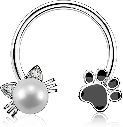 Anello al naso a farfalla 16G Anello per setto per gatto con perla Anello per setto a pipistrello per api Orecchino a elica con farfalla blu Anello al naso in acciaio inossidabile: colore Oro puro