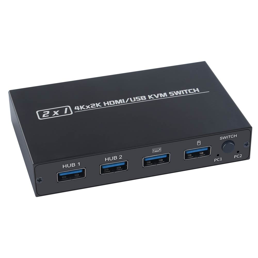 2-Poort Hdmi Usb Kvm 4K Switch Splitter Voor Gedeelde Monitor Toetsenbord En Muis Adaptieve Edid/Hdcp printer Plug En Play