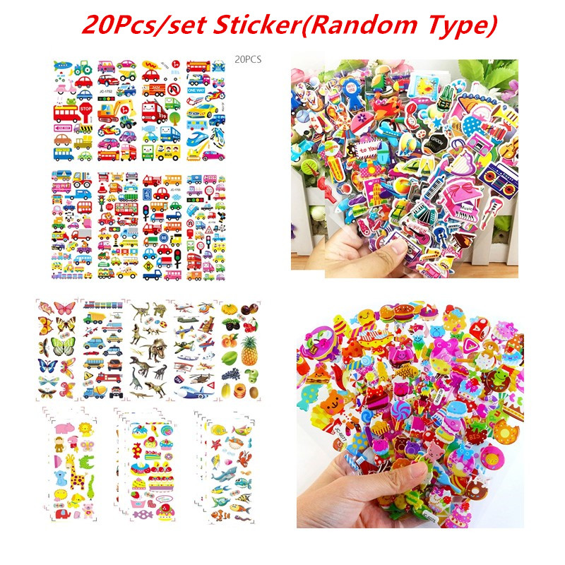 20 Pcs Kids Drawing 3D Stickers for Kids &amp; Toddlers 500+ Puffy Stickers Variety Pack for Scrapbooking Bullet Journal