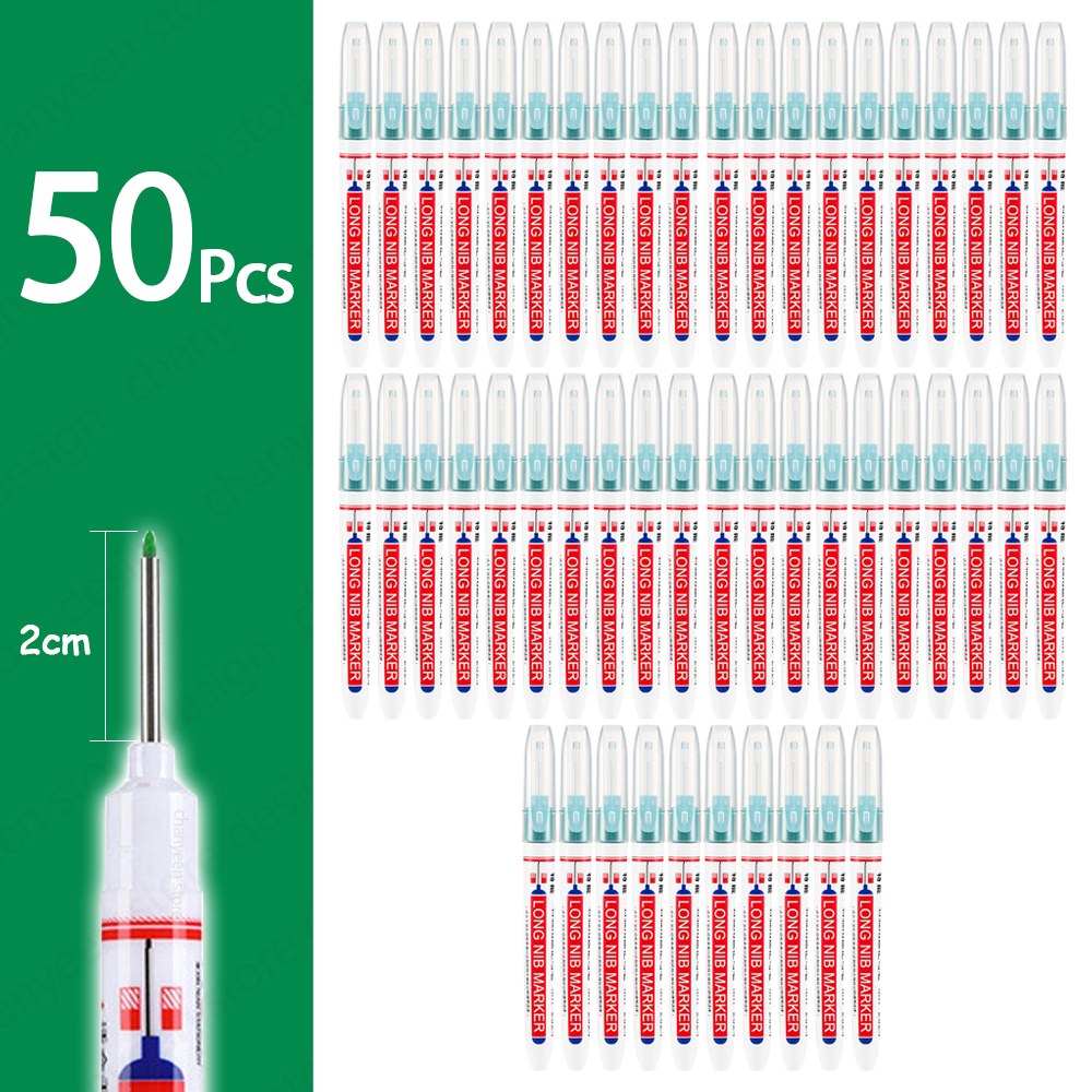 Rotuladores de cabeza larga impermeables de 2cm, rotulador de Agujero profundo para herramientas de carpintería de carpintero de Metal, Blanco/rojo/negro/azul/verde, 5-100 Uds.