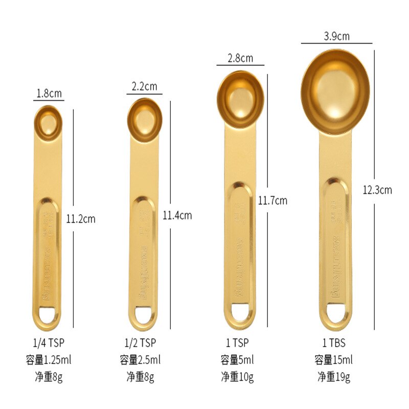 4/8pcs Stainless Steel Kitchen Measuring Spoons Teaspoon Coffee Sugar Scoop Cake Baking Flour Measuring Cups Kitchen Tools