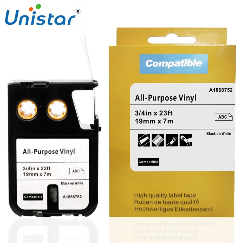 Unistar 1868752 1868772 1868767 1868782 All-Purpose Vinyl Etiketten Compatibel Voor Dymo Xtl Label Makers 19Mm X 7M 3/4 &quot;Label Maker