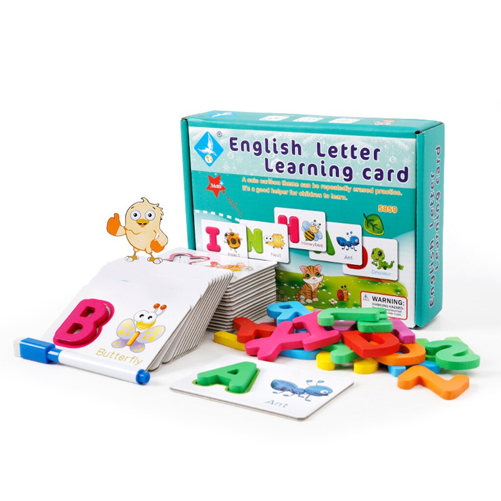 Træ 26 abc alfabet engelske bogstaver læring matchende gåder farve form kognition legetøj til baby tidlig læring