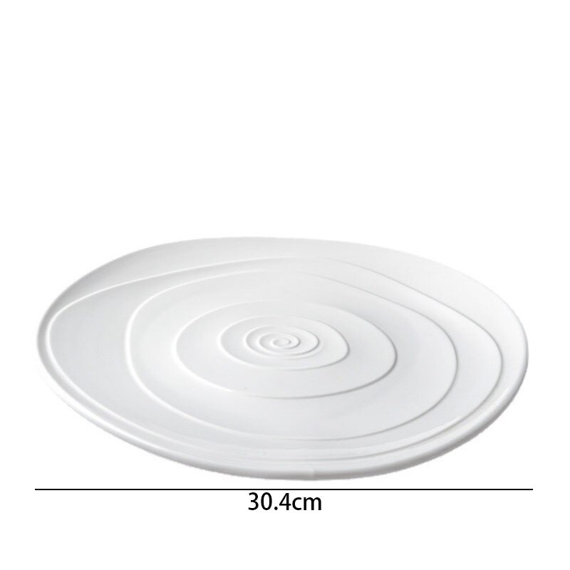 Modern Ceramic Plate Irregular Thread Decorative Western Restaurant Dessert Plates Home Breakfast Desktop Bread Pan: large