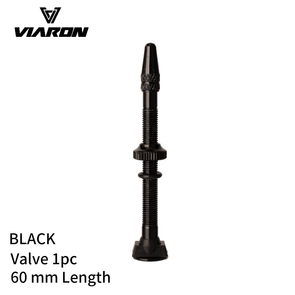 VIARON Bicycle Valve 40mm/60mm MTB Road Bike Tubeless Tires Conversion Anodize Aluminum Alloy Sealant Accessories: 60mm Black 1pc